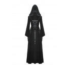 Darkinlove Women's Gothic Flared Sleeved Buckle Velvet Coat with Hood