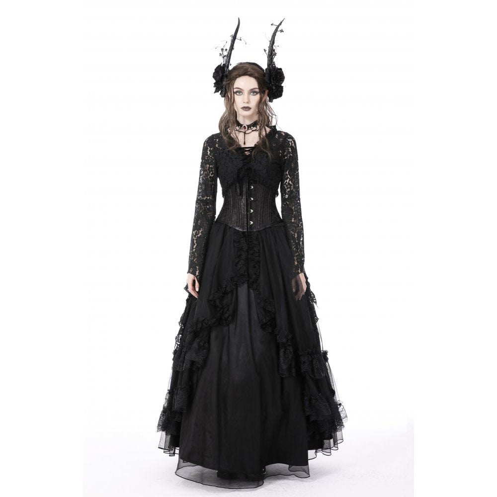 Darkinlove Women's Gothic Flared Sleeved Lace Cape