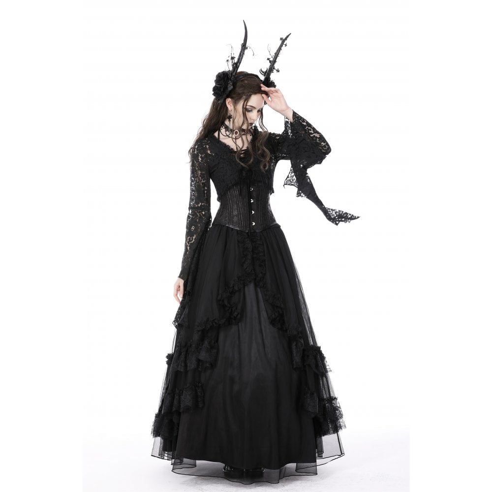 Darkinlove Women's Gothic Flared Sleeved Lace Cape