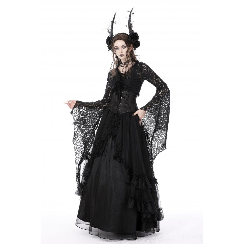 Darkinlove Women's Gothic Flared Sleeved Lace Cape