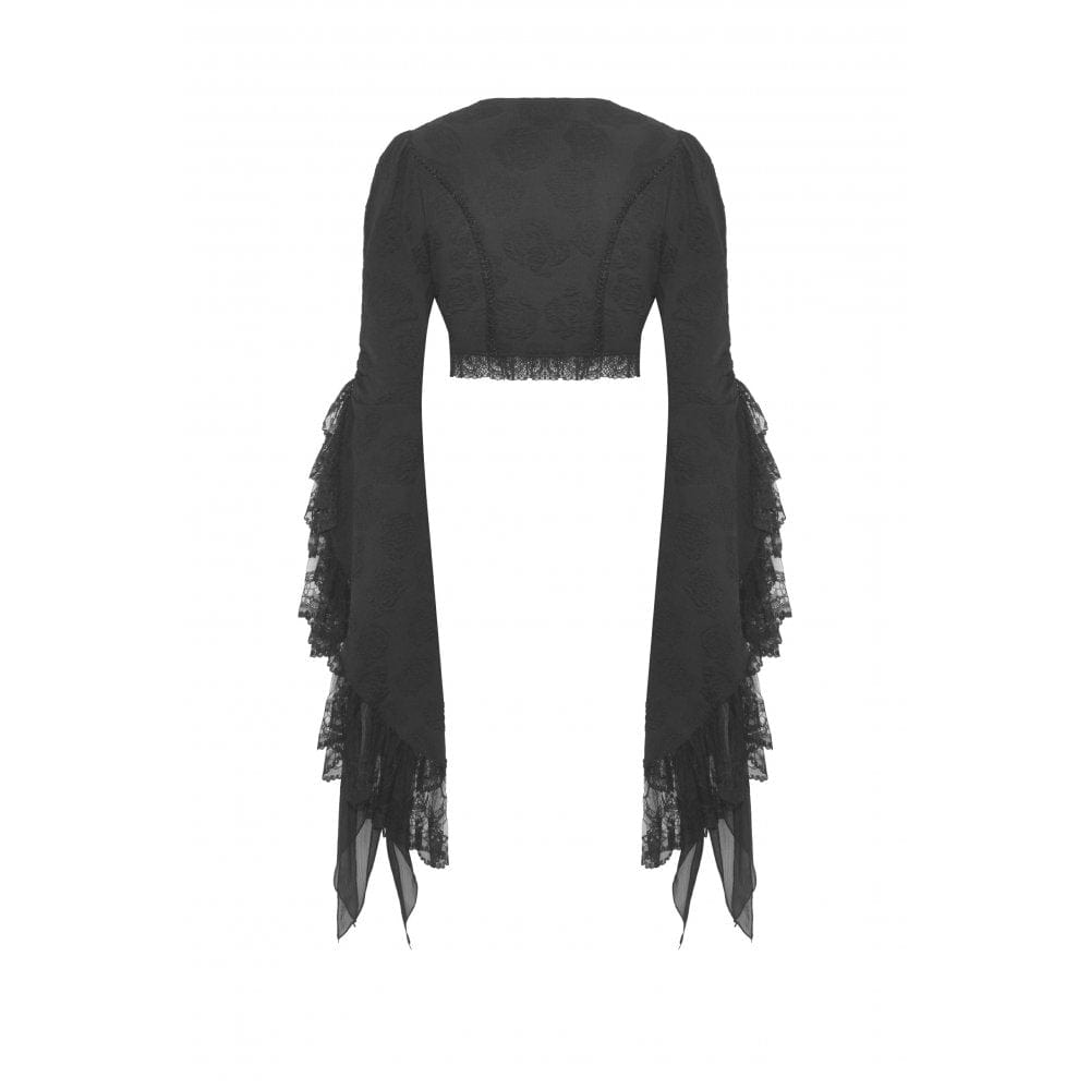Darkinlove Women's Gothic Flared Sleeved Lace Splice Cape