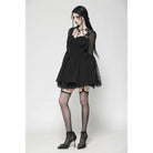 Darkinlove Women's Gothic Flared Sleeved Lace Splice Evening Dress