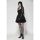 Darkinlove Women's Gothic Flared Sleeved Lace Splice Evening Dress