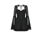 Darkinlove Women's Gothic Flared Sleeved Lace Splice Evening Dress