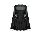 Darkinlove Women's Gothic Flared Sleeved Lace Splice Evening Dress