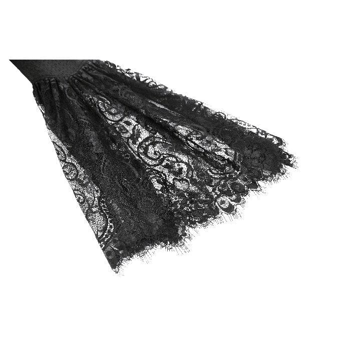 Darkinlove Women's Gothic Flared Sleeved Lace Splice Evening Dress