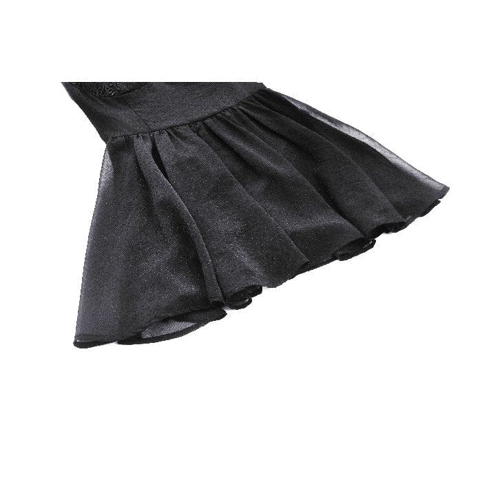 Darkinlove Women's Gothic Flared Sleeved Lace Splice Evening Dress