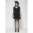 Darkinlove Women's Gothic Flared Sleeved Lace-up Lace Honeymoon Dress