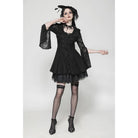 Darkinlove Women's Gothic Flared Sleeved Lace-up Lace Honeymoon Dress