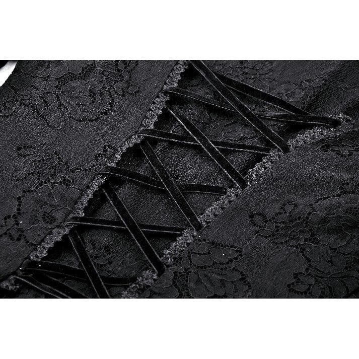 Darkinlove Women's Gothic Flared Sleeved Lace-up Lace Honeymoon Dress