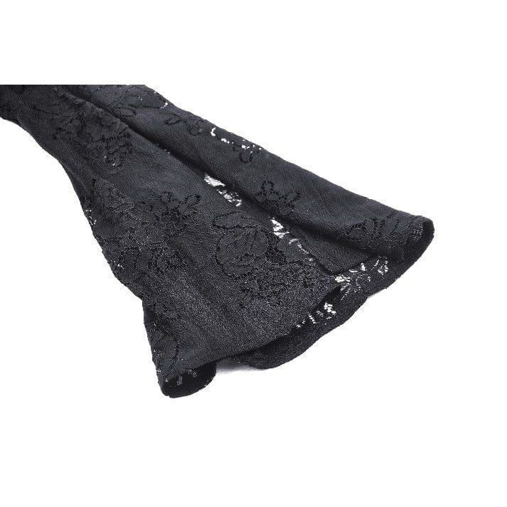 Darkinlove Women's Gothic Flared Sleeved Lace-up Lace Honeymoon Dress