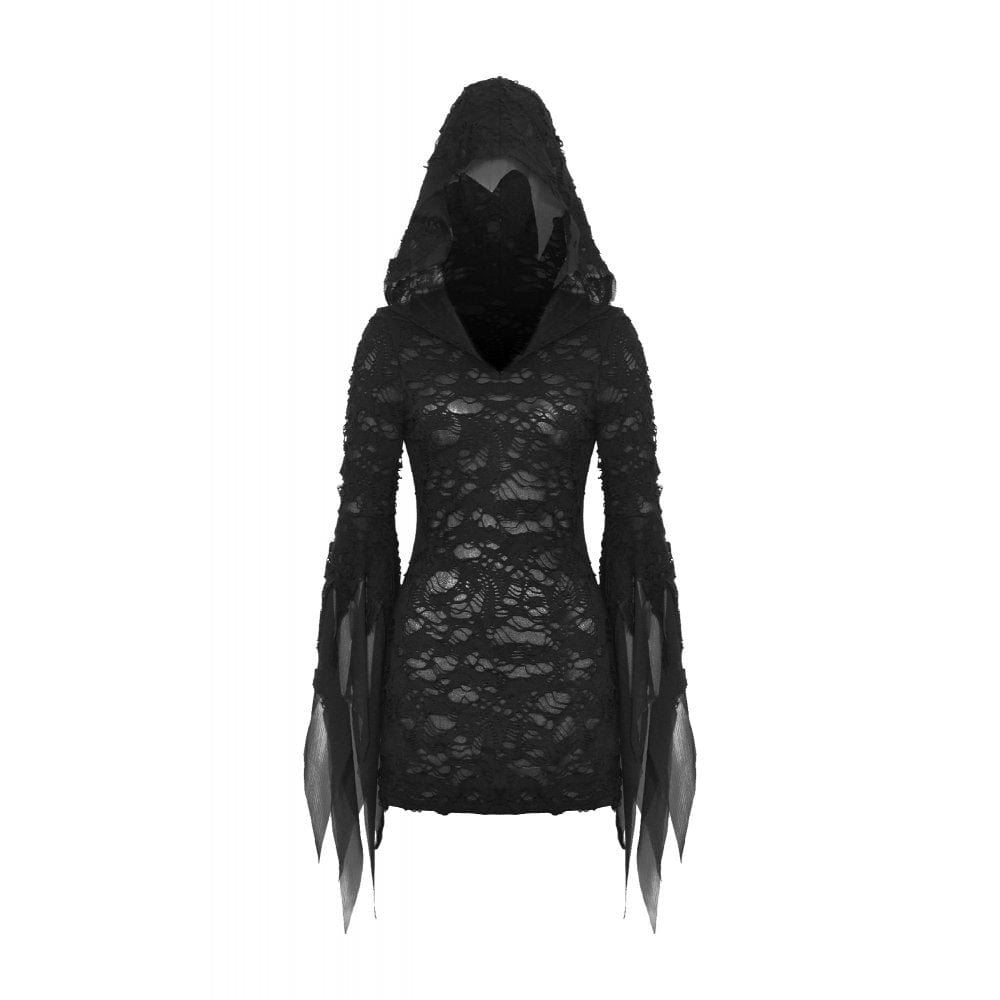Darkinlove Women's Gothic Flared Sleeved Ripped Dress