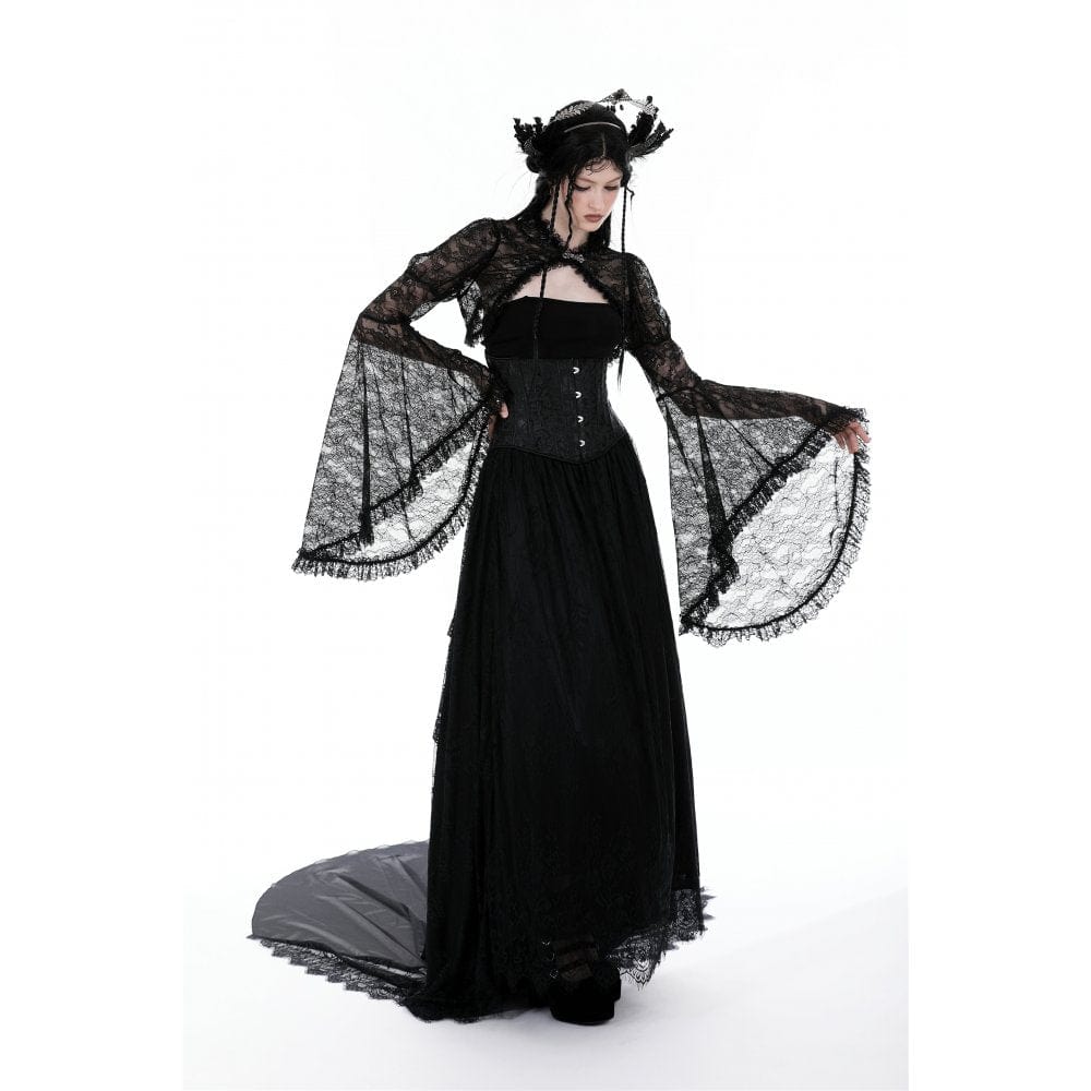 Darkinlove Women's Gothic Flared Sleeved Ruffled Lace Cape