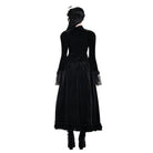 Darkinlove Women's Gothic Floral Applique Ruched Bell Sleeve Velvet Blouse
