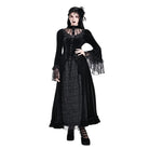 Darkinlove Women's Gothic Floral Applique Ruched Bell Sleeve Velvet Blouse