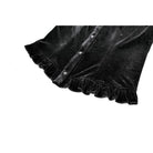 Darkinlove Women's Gothic Floral Applique Ruched Bell Sleeve Velvet Blouse