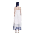 Darkinlove Women's Gothic Floral Blue Chiffon Hem Embossed Lace Midi Slip Dress