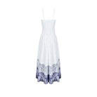 Darkinlove Women's Gothic Floral Blue Chiffon Hem Embossed Lace Midi Slip Dress