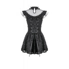 Darkinlove Women's Gothic Floral Cross Sheer Mesh Splice Short Dress