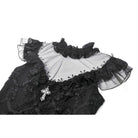 Darkinlove Women's Gothic Floral Cross Sheer Mesh Splice Short Dress