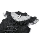 Darkinlove Women's Gothic Floral Cross Sheer Mesh Splice Short Dress