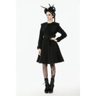 Darkinlove Women's Gothic Floral EmBroidered Bowknot Peter Pan Collar Coat