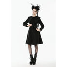 Darkinlove Women's Gothic Floral EmBroidered Bowknot Peter Pan Collar Coat