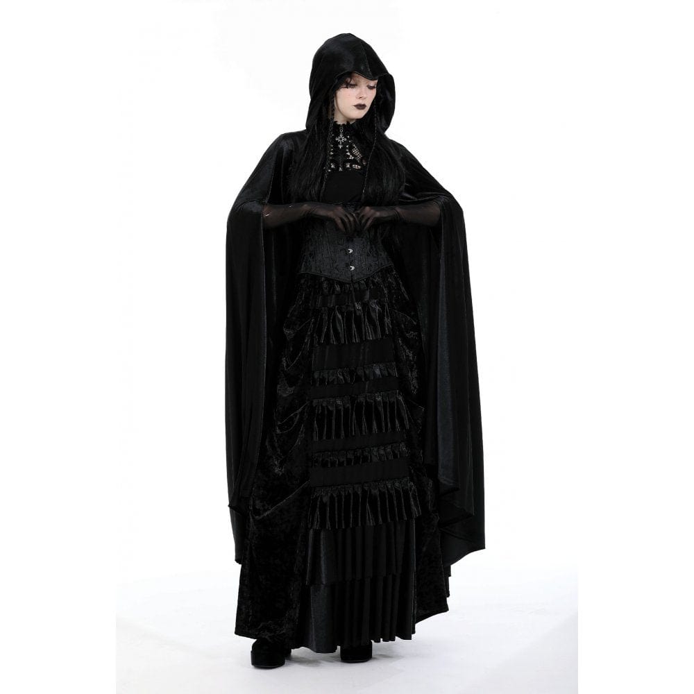Darkinlove Women's Gothic Floral Embroidered Cape with Hood