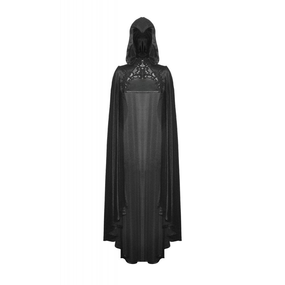 Darkinlove Women's Gothic Floral Embroidered Cape with Hood