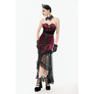 Darkinlove Women's Gothic Floral Embroidered High/Low Lace Maxi Skirt