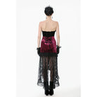 Darkinlove Women's Gothic Floral Embroidered High/Low Lace Maxi Skirt