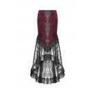 Darkinlove Women's Gothic Floral Embroidered High/Low Lace Maxi Skirt