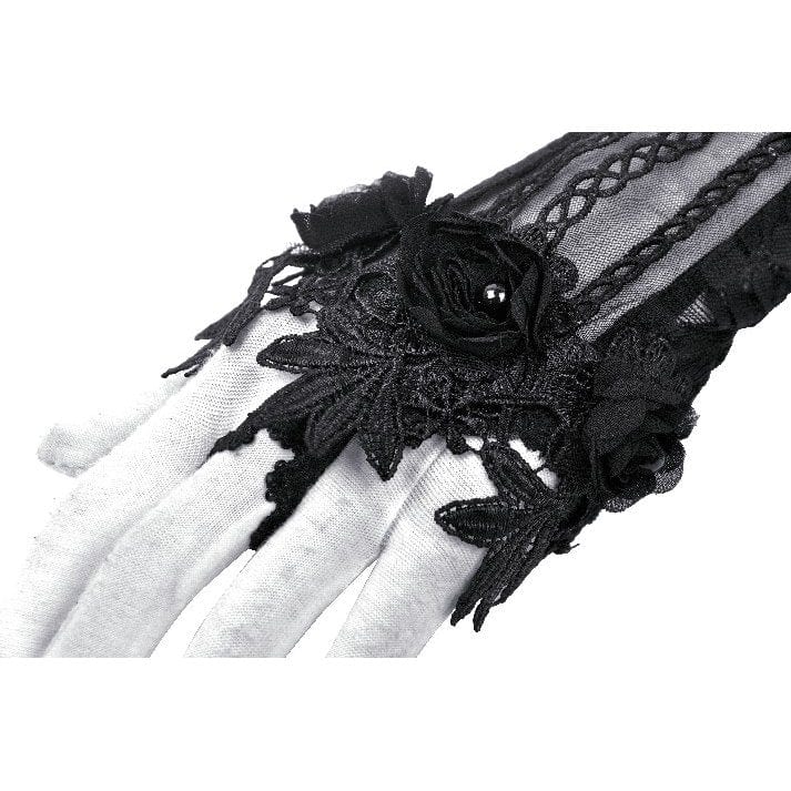 Darkinlove Women's Gothic Floral Embroidered Lace Fingerless Gloves