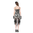 Darkinlove Women's Gothic Floral Embroidered Lace Irregular Hem Slip Dress