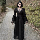 Darkinlove Women's Gothic Floral Embroidered Lace Splice Wedding Dress