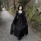 Darkinlove Women's Gothic Floral Embroidered Lace Splice Wedding Dress