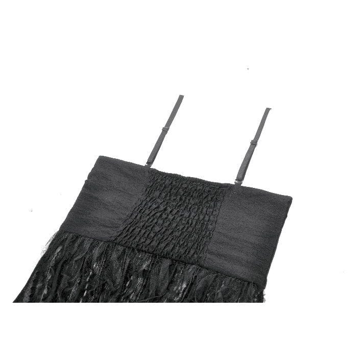 Darkinlove Women's Gothic Floral Embroidered Lace-up Slip Dress