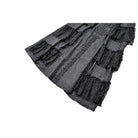 Darkinlove Women's Gothic Floral Embroidered Layered lace Ruffle Jacquard Maxi Skirt