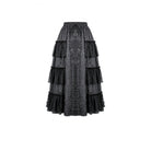 Darkinlove Women's Gothic Floral Embroidered Layered lace Ruffle Jacquard Maxi Skirt