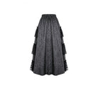 Darkinlove Women's Gothic Floral Embroidered Layered lace Ruffle Jacquard Maxi Skirt