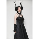 Darkinlove Women's Gothic Floral Embroidered Ruffled Lace Gloves