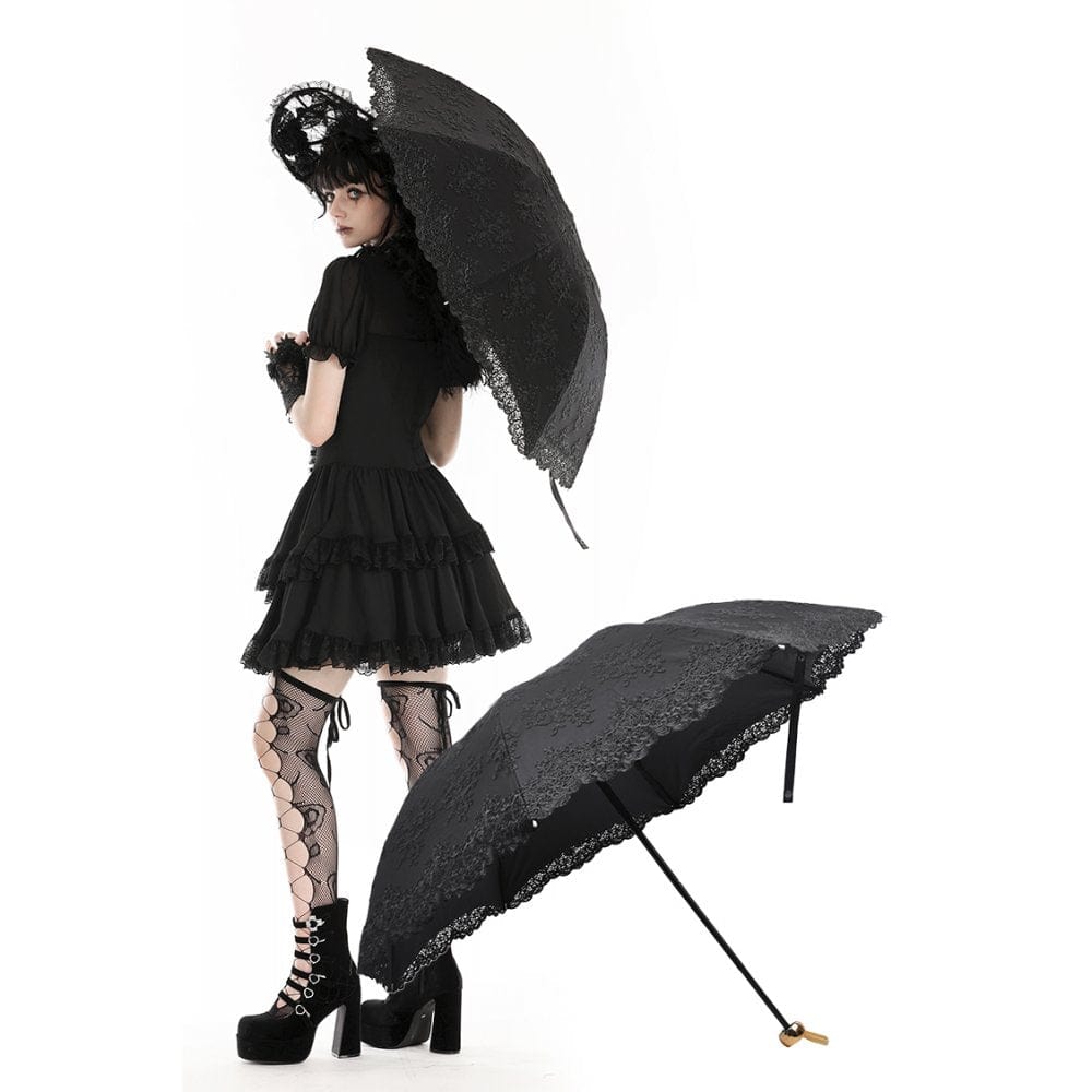 Women's Gothic Floral Embroidered Umbrella Punk Design Women's Gothic Floral Embroidered Umbrella Punk Design