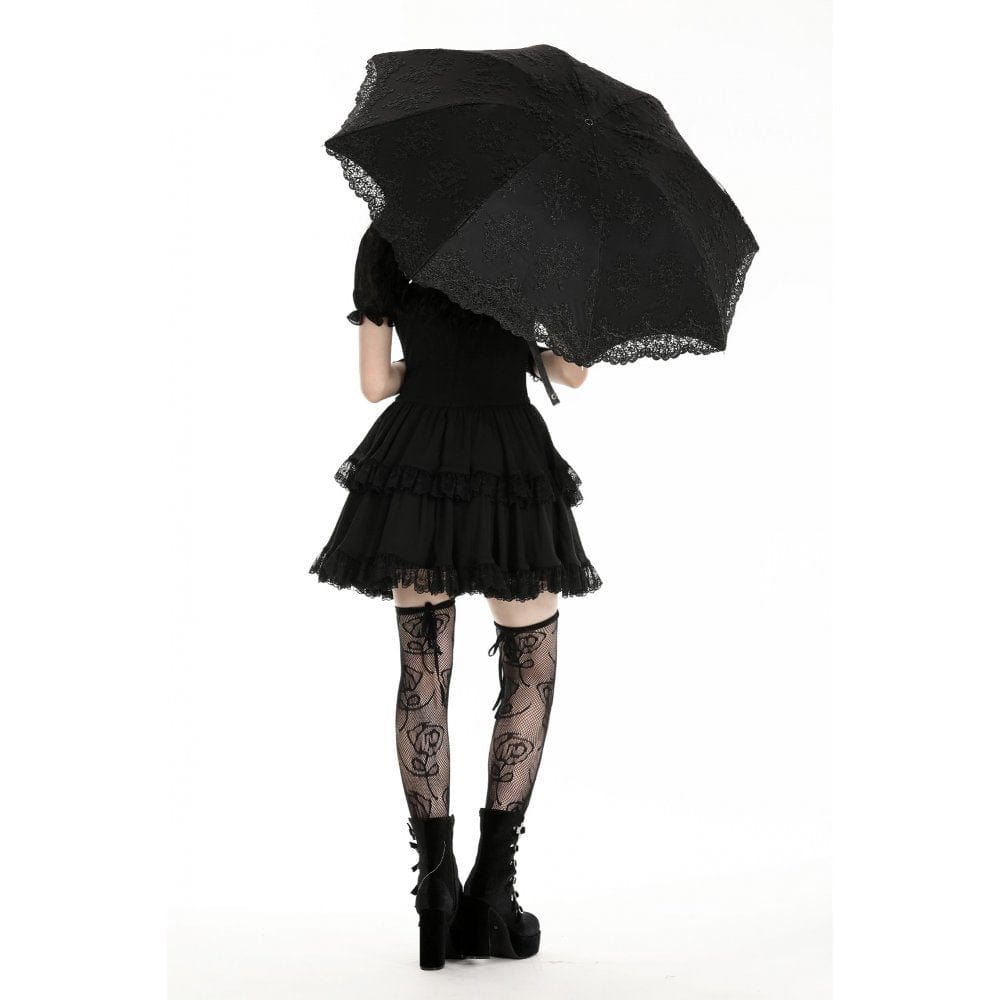 Darkinlove Women's Gothic Floral Embroidered Umbrella