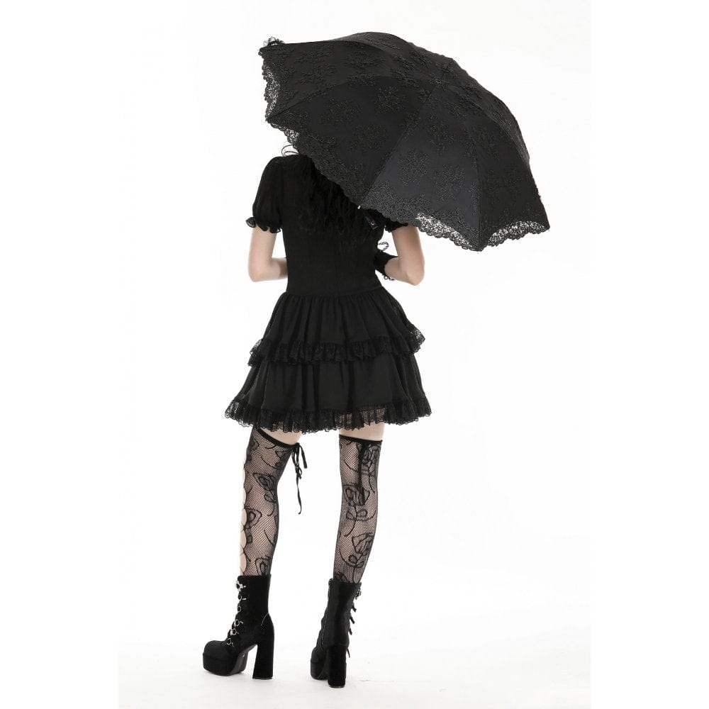 Darkinlove Women's Gothic Floral Embroidered Umbrella