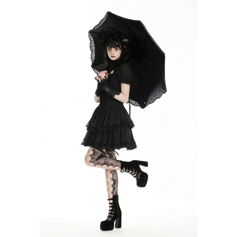 Darkinlove Women's Gothic Floral Embroidered Umbrella