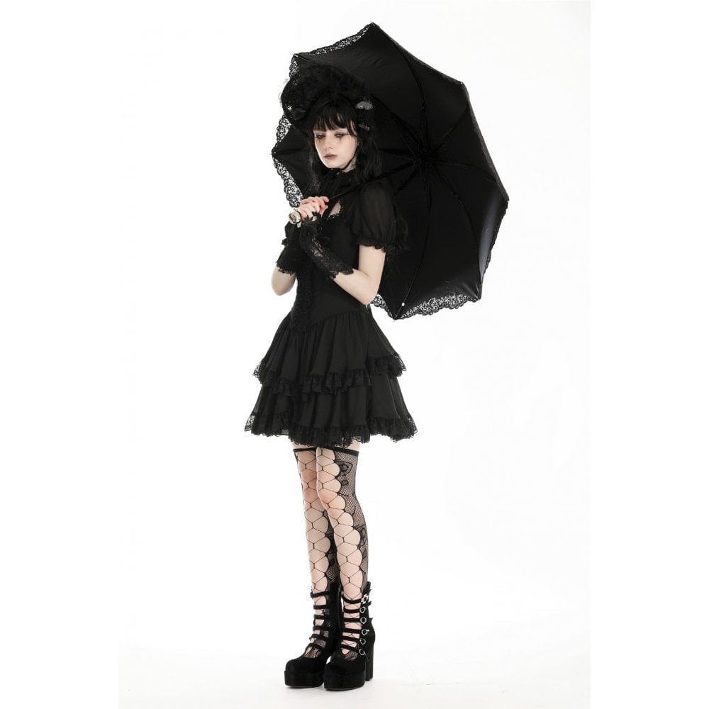 Darkinlove Women's Gothic Floral Embroidered Umbrella