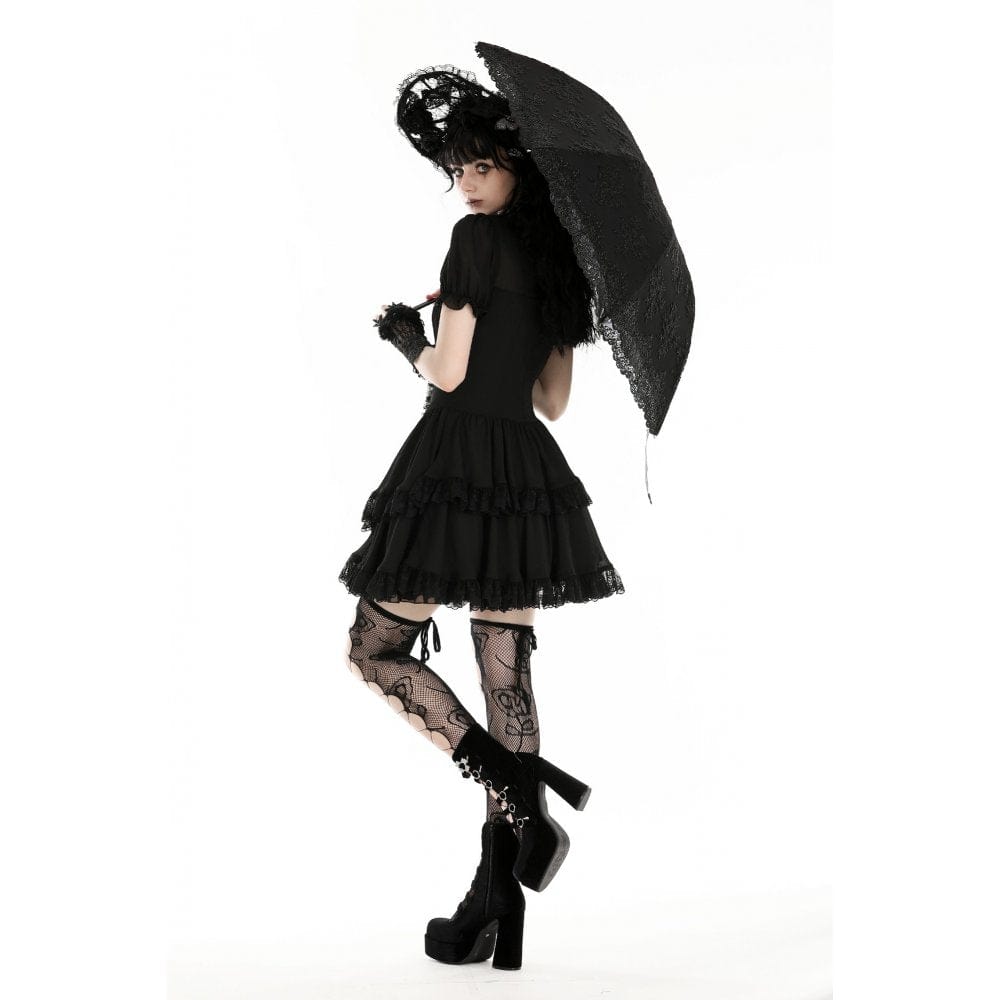 Darkinlove Women's Gothic Floral Embroidered Umbrella