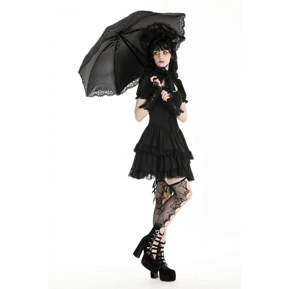 Darkinlove Women's Gothic Floral Embroidered Umbrella