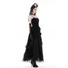 Darkinlove Women's Gothic Floral Embroidered Velvet Bustier