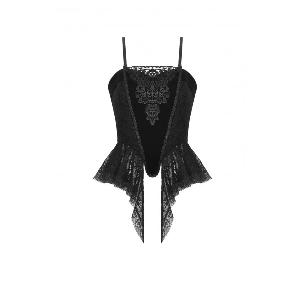 Darkinlove Women's Gothic Floral Embroidered Velvet Bustier